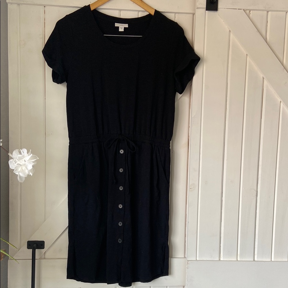 J Jill Women’s Small Black Pullover  Dress Elastic Cinched Waist Casual